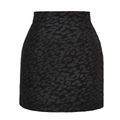 Détail de la jupe noire taille haute à motif léopard avec tissu jacquard en daim texturé - Noir