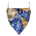 Detailed flat lay of a paisley and polka dot patchwork camisole with a scarf hem design - Blue Paisley