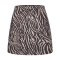 Mini-jupe trapèze à taille haute avec imprimé zébré dans des tons marron et noir - Rayures Zèbre Beige