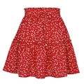 Mini-jupe rouge à taille haute avec motif cœur blanc et détails à volants - Cœurs Rouges et Blancs