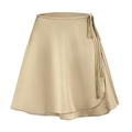 Detailed macro view of champagne gold satin wrap skirt texture and fine stitching lines - S / Champagne