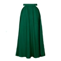 Detalle de la falda de cintura alta verde oscuro con aberturas laterales y cintura elástica - S / Verde Oscuro
