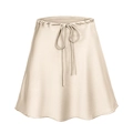 Detail des champagnerfarbenen Satinrocks mit elastischem Bund und Kordelzugband - S / Beige