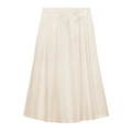 Nahaufnahme von cremefarbenem Satin-Plisseerock mit eleganten Falten und glatter Textur - S / Beige