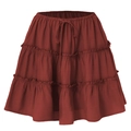 Dettaglio gonna a balze rosso scuro con vita elastica e coulisse regolabile con lacci - S / Rosso Arancio