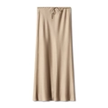 High-waist champagne satin maxi skirt with drawstring waist and smooth drape finish - Champagne