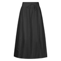 Schwarzer Damen-Maxirock aus Baumwolle mit hoher Taille, Kordelzug und praktischem Schlitz - M / Schwarz