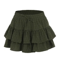 Detalle de falda de volantes verde oscuro con textura de jacquard de lunares y cordón - S / Verde Militar