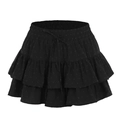 Detalle de falda negra de volantes con cordón ajustable y textura de lunares en relieve - S / Negro