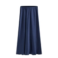 Elegant high waist navy blue satin maxi skirt with a smooth silky finish and A-line cut - Navy Blue