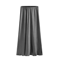 Elegant grey high waist acetate satin maxi skirt with high quality silky luster finish - Gray