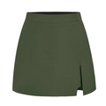 Détail d'une jupe-short vert foncé à taille haute avec fente latérale et texture tissée - S / Vert Militaire