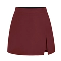 Dettaglio della gonna-pantalone bordeaux a vita alta con spacco laterale e cinturino piatto - S / Borgogna