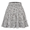 Women's high waist summer skirt with white polka heart print and ruffled layers - S / White Floral