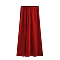 High-waist deep red satin maxi skirt with elegant slit and premium glossy finish - Red