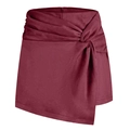 Falda pantalón granate de ante sintético con detalle de nudo y diseño asimétrico - S / Burdeos