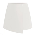White high-waisted wrap skort with asymmetric cut and decorative button for women - White
