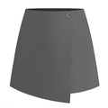 Women high waist asymmetrical skort in dark gray with decorative button closure - Gray