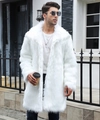 Luxurious white faux fur long coat for men with soft texture and stylish winter design - S / White