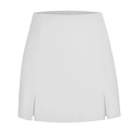 White high-waisted A-line skort with side slits and smooth minimalist design - White