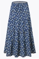 Jupe longue à fleurs bleu marine à plusieurs niveaux avec taille haute coulissée - Bleu Imprimé Floral