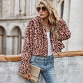 Veste à capuche en fausse fourrure rose à motif léopard pour femme avec coupe courte - S / Léopard Rose