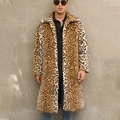 Men's stylish leopard print faux fur coat with classic lapel collar for winter fashion - S / Leopard Print