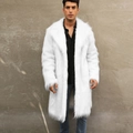 Abrigo largo blanco para hombre de piel de zorro sintética con cuello de solapa grande - S / Blanco