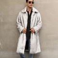 Cappotto da uomo media lunghezza in finta pelliccia di volpe sfumata bianco e nero - 3XL / Mix Bianco Volpe delle Nevi