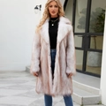 Faux fox fur coat in light brown and cream gradient with a classic lapel collar - S / White with Coffee Tips