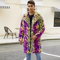 Cappotto da uomo in pelliccia sintetica con stampa leopardata neon verde e viola - S / Leopardo Colorato