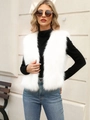 Chic white faux fur vest for women featuring long plush texture and fluffy sleeveless design - White