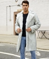 Herren Langmantel aus Kunstpelz in Hellgrau, Outdoor-Streetstyle mit hohem Kragen - S / Kurzer Schneefuchs