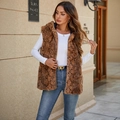 Women's faux fur hooded vest featuring a stylish dark brown snakeskin pattern - S / Snake Print
