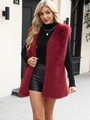 Chic burgundy faux fur vest with V-neck sleeveless design for a luxury autumn look - Burgundy