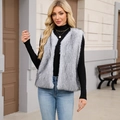 Women's faux fur vest in light grey with a fluffy texture and sleeveless design - Light Gray