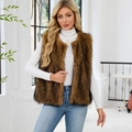 Chic sleeveless faux fur vest in gradient brown with a plush and layered texture - Yellow-threaded