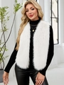 Sleeveless white faux fur vest for women featuring soft long plush texture in a chic style - 2XL / White