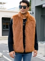 Gilet en fausse fourrure pour homme de couleur orange-brun avec col montant et peluche - Chameau