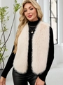 Gilet court à col en V en fausse fourrure beige clair avec une texture pelucheuse - Abricot