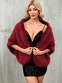 Elegant deep red faux fox fur shawl wrap for women evening party and formal events - Burgundy