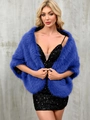 Royal blue faux fox fur shawl wrap for evening dresses and formal gala occasions - Sapphire Blue
