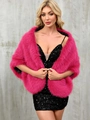 Elegant hot pink faux fox fur shawl wrap paired with a black sequin cocktail dress - Rose Red