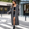 Cappotto lungo in pelliccia sintetica grigio scuro da donna, caldo parka invernale - S / Righe Grigie