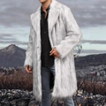 Cappotto lungo da uomo in ecopelliccia grigio argento, moda invernale di lusso elegante - S / Grigio Con Fili Neri