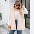 Damen Kunstpelz Weste in Hellrosa ärmellose lange Jacke für herbstliche Mode-Looks - XL / Aprikose