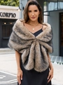 Faux fur bridal shawl in grey and brown striped pattern for autumn and winter weddings - Camel-threaded