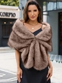 Elegant dark brown faux fox fur shawl wrap for women's formal evening wedding dress - Brown Gradient