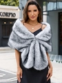 Elegant grey-black gradient faux fox fur shawl wrap for winter formal occasions - White Melange