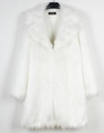 Detail of white faux fur coat featuring a large lapel and soft plush texture - S / White